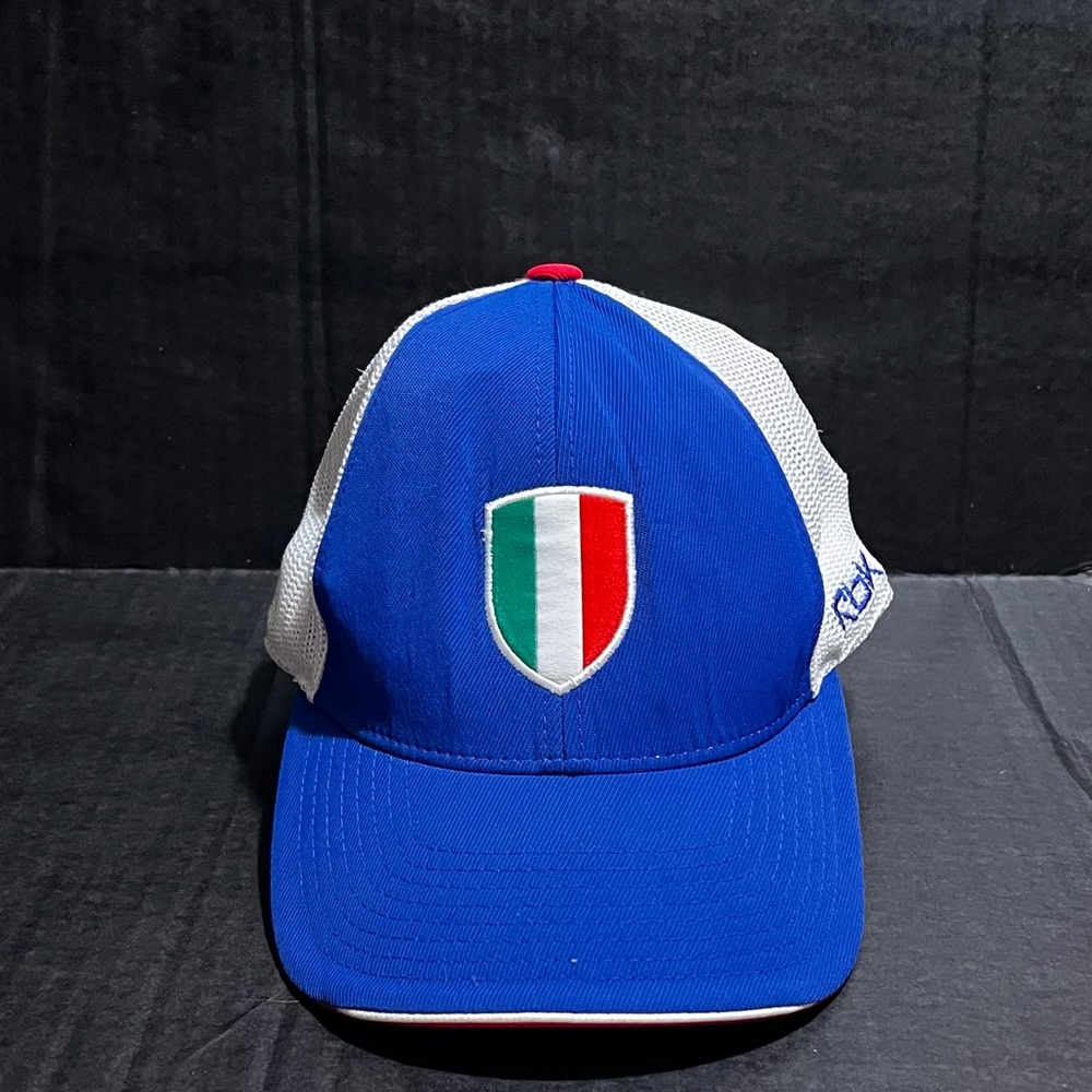 VINTAGE Italy Soccer Hat Cap Mens Fitted Stretch Mesh Trucker Reebok Logo Futbol